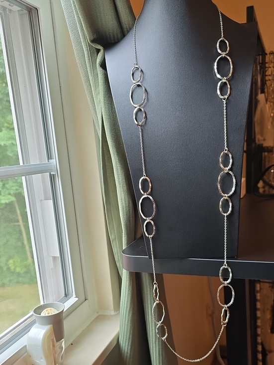 Jewelry - Silver Link Circle Long Necklace - Unbranded